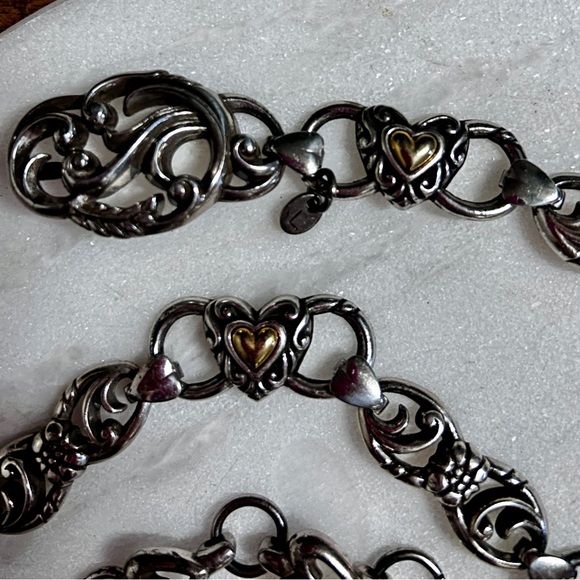Brighton ~ Vintage ~ One Size ~ Silver & Gold Tone ~ Heart Chain Links Belt